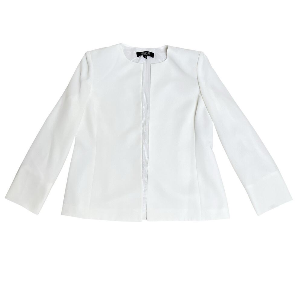 Kasper Womens Pant Suit 12/12P White Lined Open Jacket Trousers Coastal Wedding - Picture 6 of 16